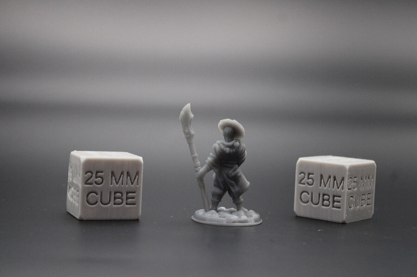 Monk with Pole Axe Halberd & Hat 32mm Miniature Dnd Skirmish
